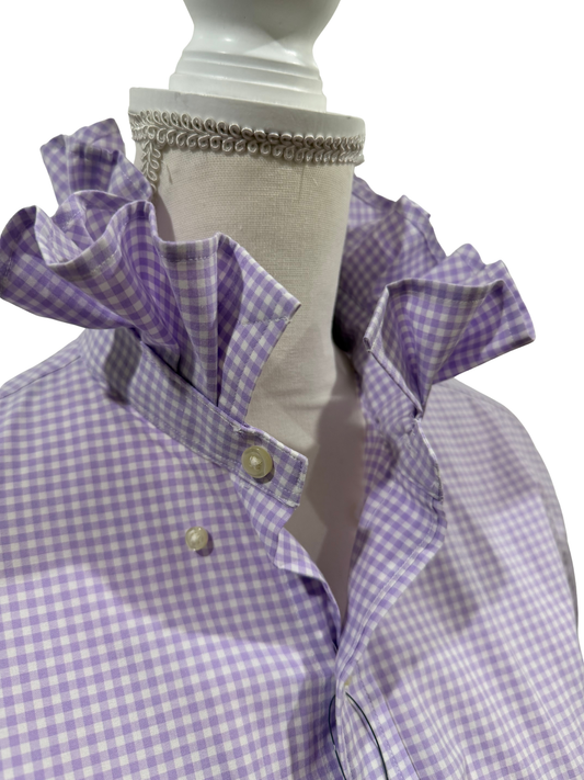 Purple and White Gingham Ruffle