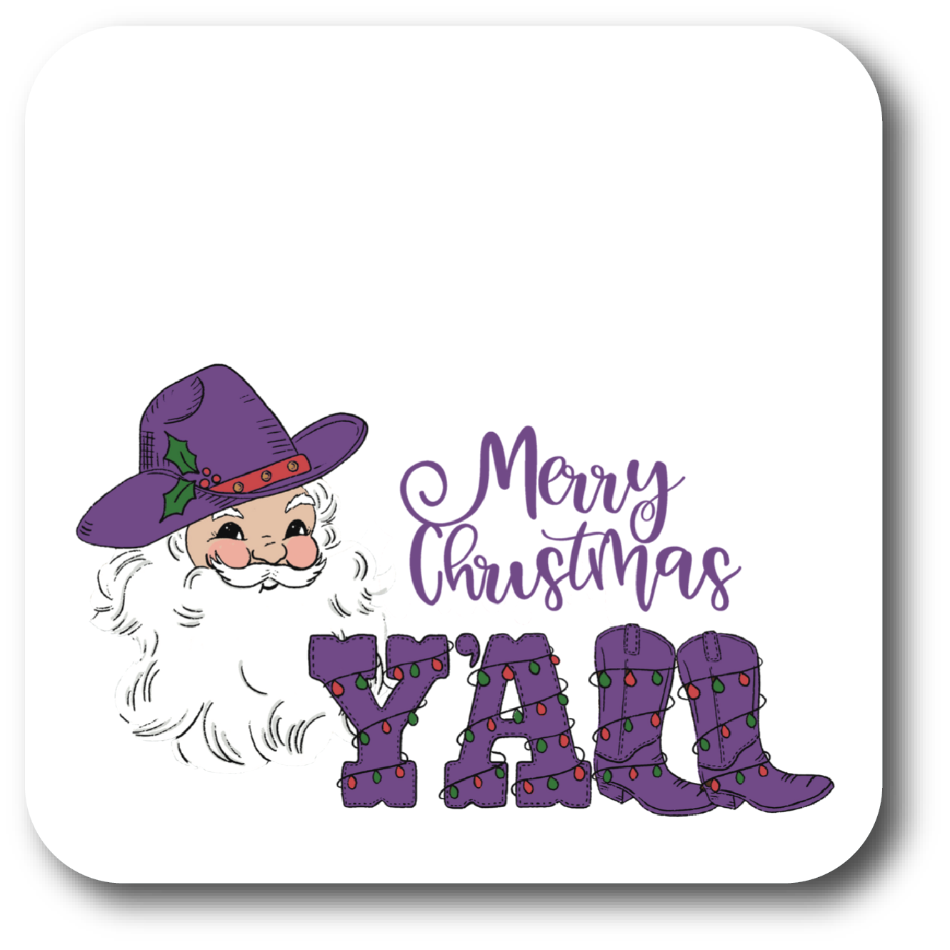 Texas Santa Square Coaster