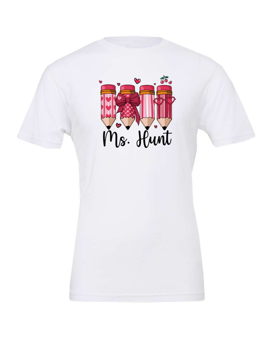 Coquette Personalized Pencils T-shirt