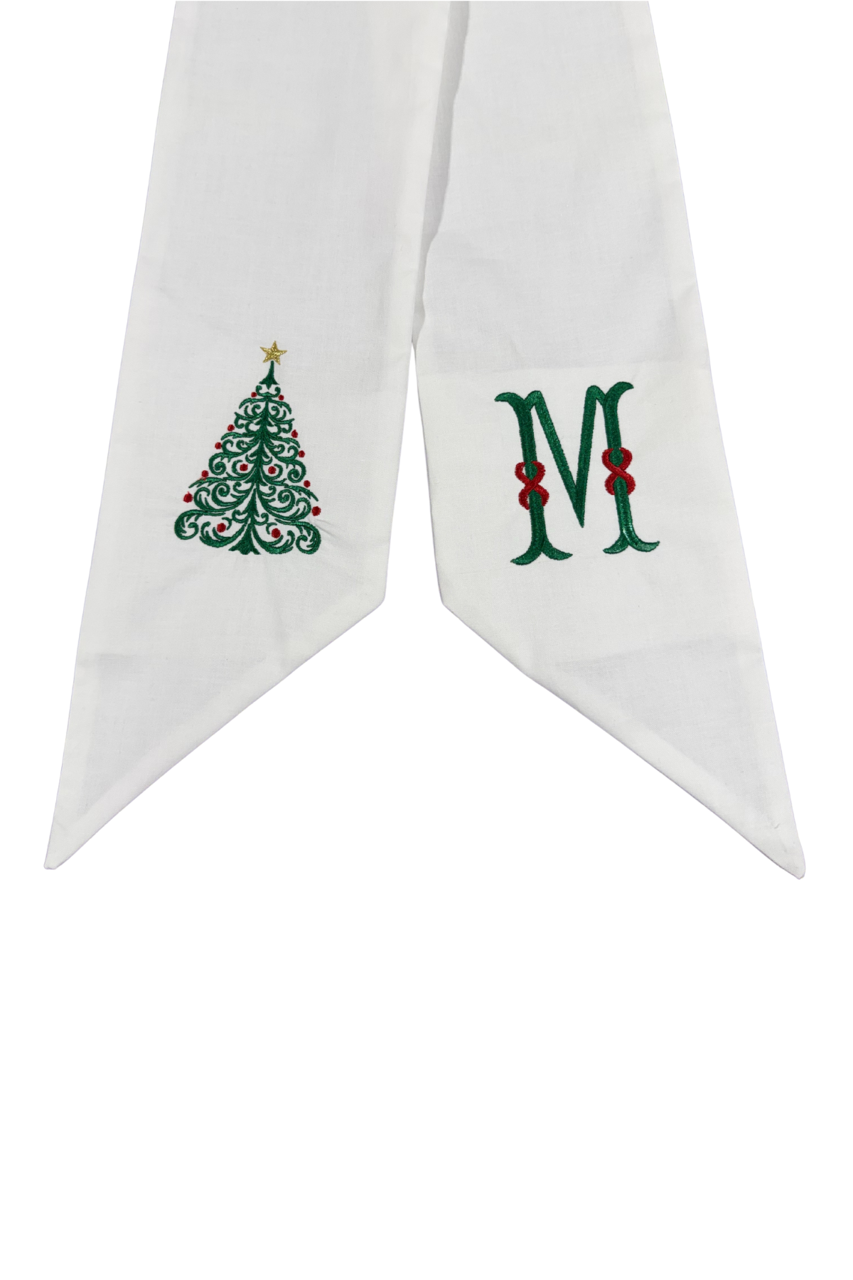 Embroidered Christmas Tree Wreath Sash