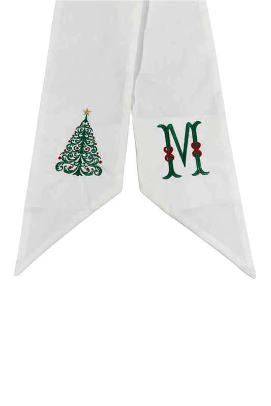 Embroidered Christmas Tree Wreath Sash