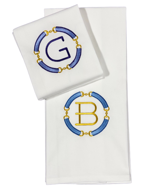 Horesbit Buckle Monogramed Embroidered Towel