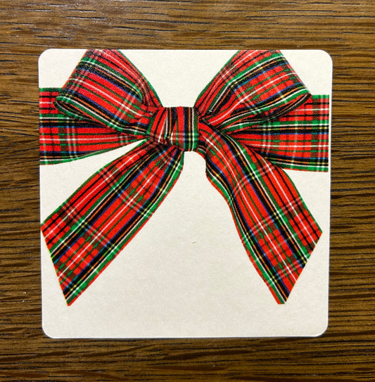 Plaid Bow Square Coaster