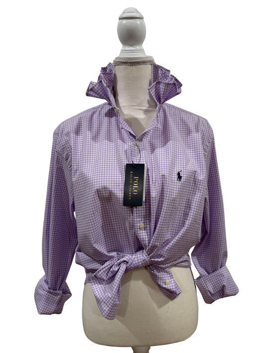 Purple and White Gingham Ruffle