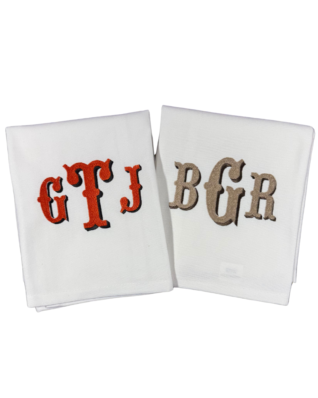 Western Shadow Monogramed Embroider Tea Towel