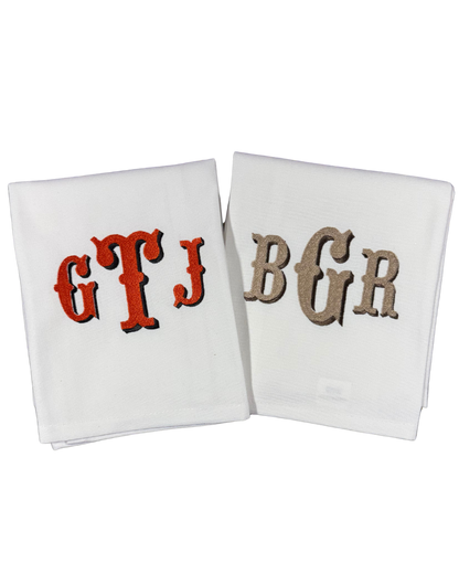 Western Shadow Monogramed Embroider Tea Towel