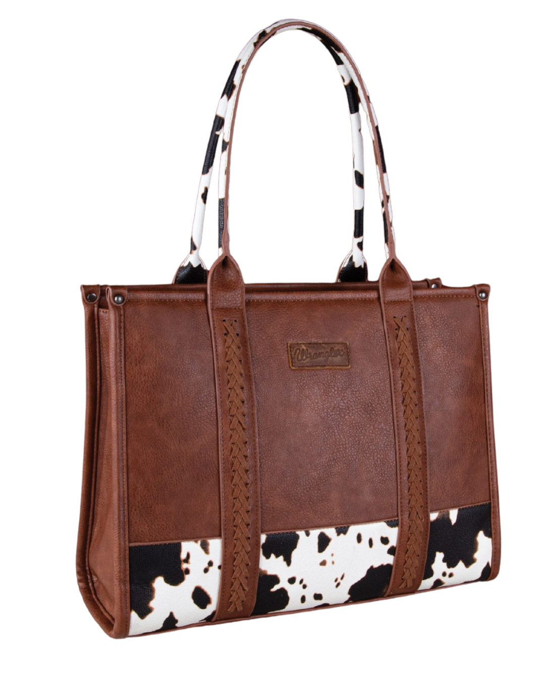 Monogramed Wrangler Work Tote Cow Print