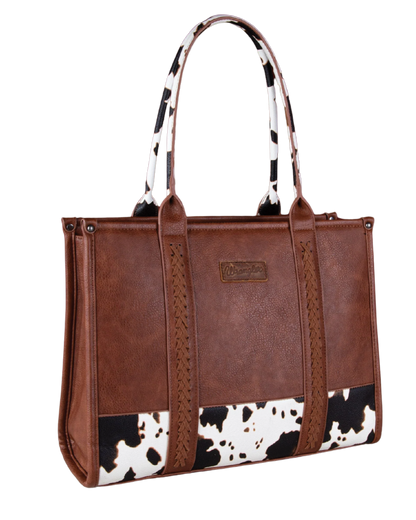Monogramed Wrangler Work Tote Cow Print
