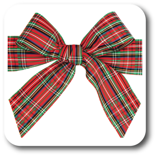 Plaid Bow Square Coaster